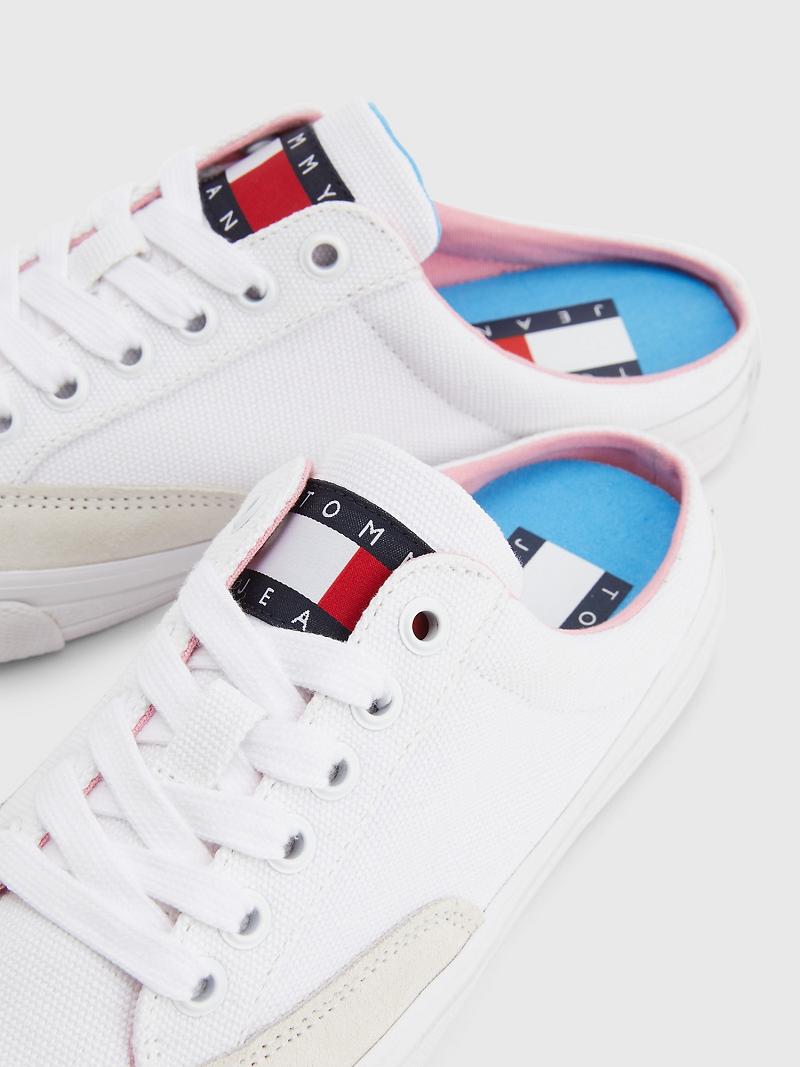 Női Tommy Hilfiger Flag Mule Alkalmi Cipő Fehér | HU 587BEX